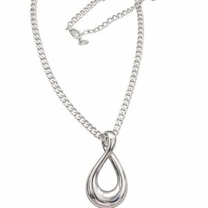 Silver-tone Teardrop Pendant necklace, contemporary fashion jewelry.
